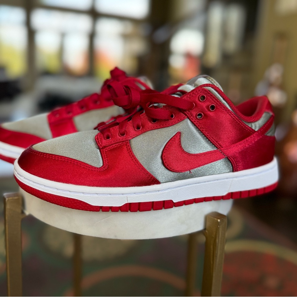Nike Dunk Low Red and Silver Sneakers (women 7.5)